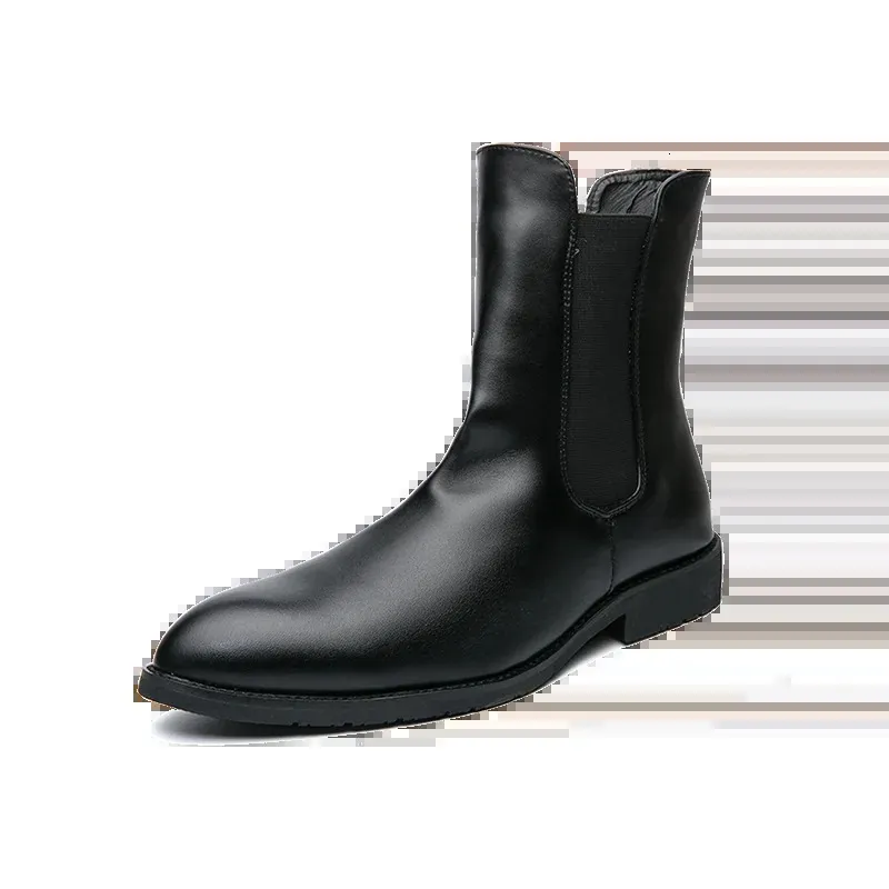 Herrenmode Casual Knöchel Leder Männer Bequeme Slip-on Winterschuhe Herrenstiefel Große Größe 38-48 240629_voghion.com