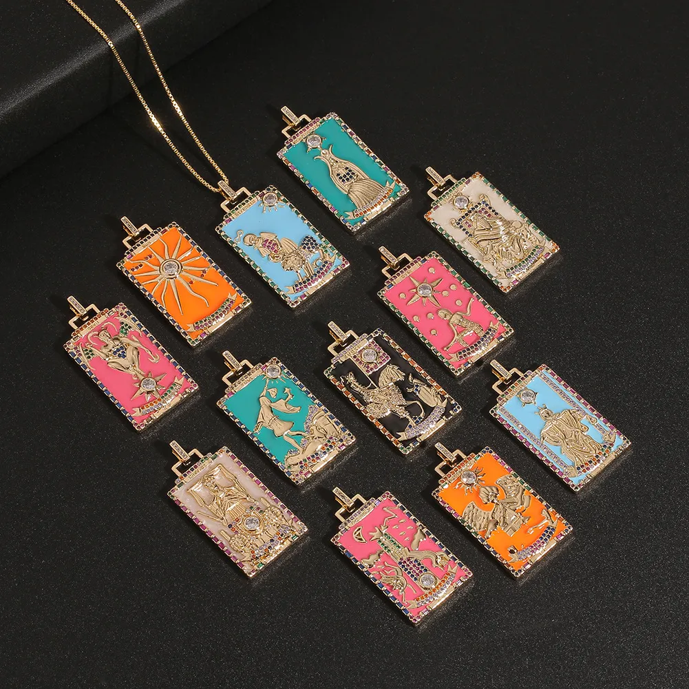 Collana con ciondolo carta dei tarocchi stile hip hop_voghion.com