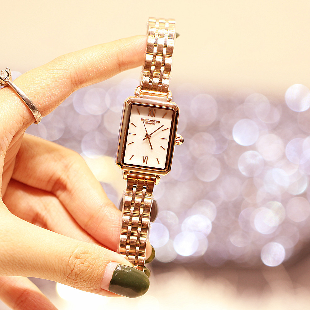Modische rechteckige minimalistische Damen-Armbanduhr mit Uhrwerk, wasserdicht und trendig_voghion.com