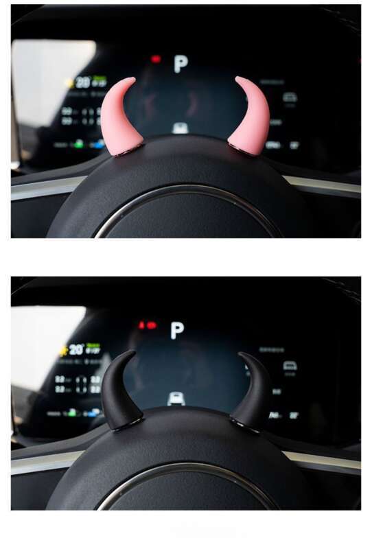 New Creative Trendy Small Bull Devil Horn Center Console Display Steering Wheel Cute Car Decoration_voghion.com