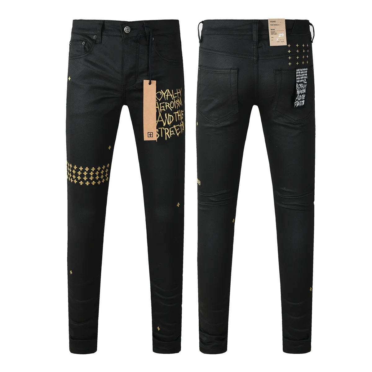 Jeans da uomo di alta qualità, stile Ksubi, lavaggio vintage alla moda, con gamba dritta e strappi, stile street._voghion.com