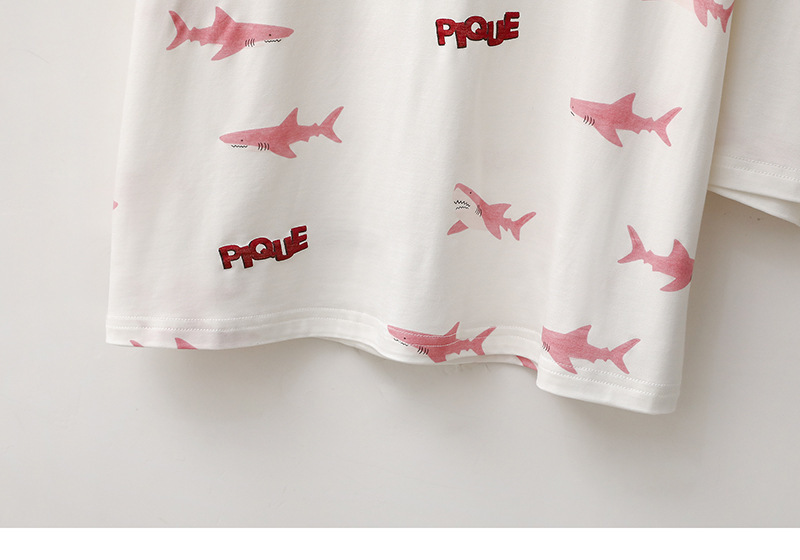 Dampyjamas hajtryck modal kortärmad sommar nattkläder_voghion.com