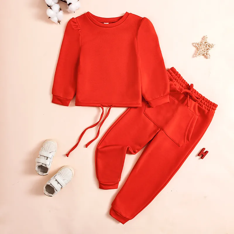 2 Stück Kinder Mädchen Einfarbig Kapuzenpullover & Hosen Set Langarm Aktiv Draussen 1-8 Jahre Herbst Weiß Hellgrün Rosa_voghion.com