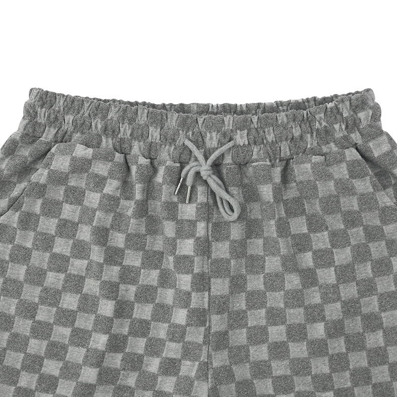 European And American Cross-border Oversize Trendy Men's Clothing Jacquard Checkerboard Spring And Summer Loose Sports And Leisure Two-piece Suit Men_voghion.com