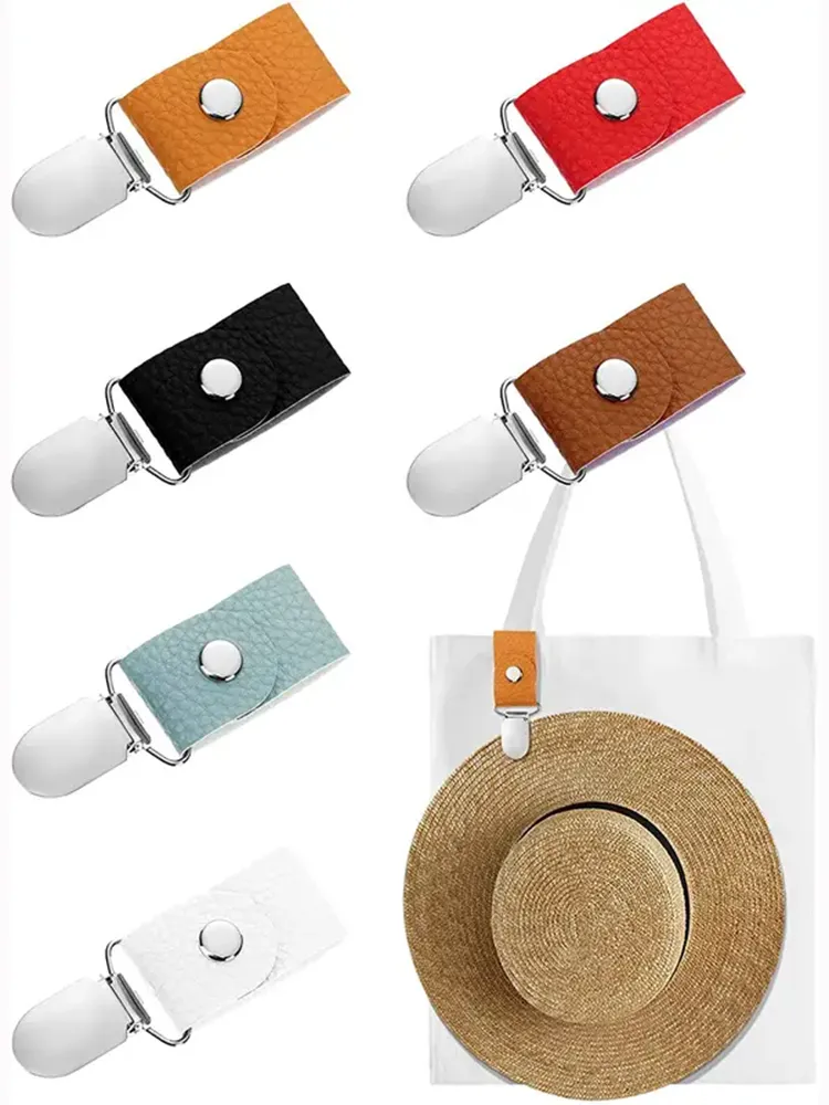 Clip porta-cappello multifunzionale in pelle per viaggi e campeggio: fissa saldamente il tuo berretto alla borsa o al bagaglio_voghion.com