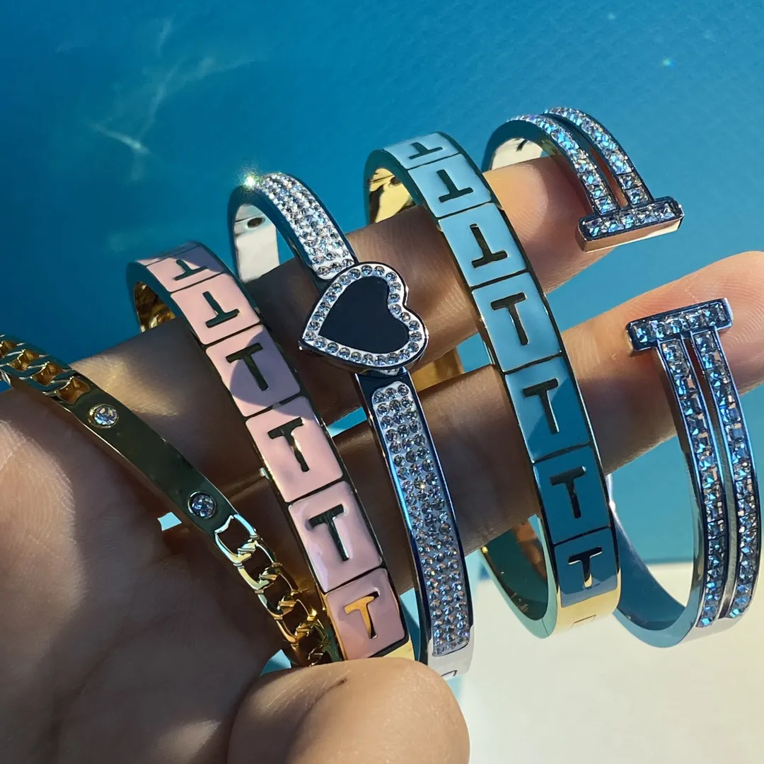 Bracciale rigido versatile con design classico e alla moda, con diamanti, per Natale, coppia, festival, compleanno_voghion.com