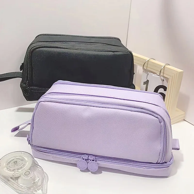 1 organiseur de papeterie pour fournitures de bureau, 4 compartiments, grand étui à stylos, trousse à crayons, trousse de maquillage_voghion.com