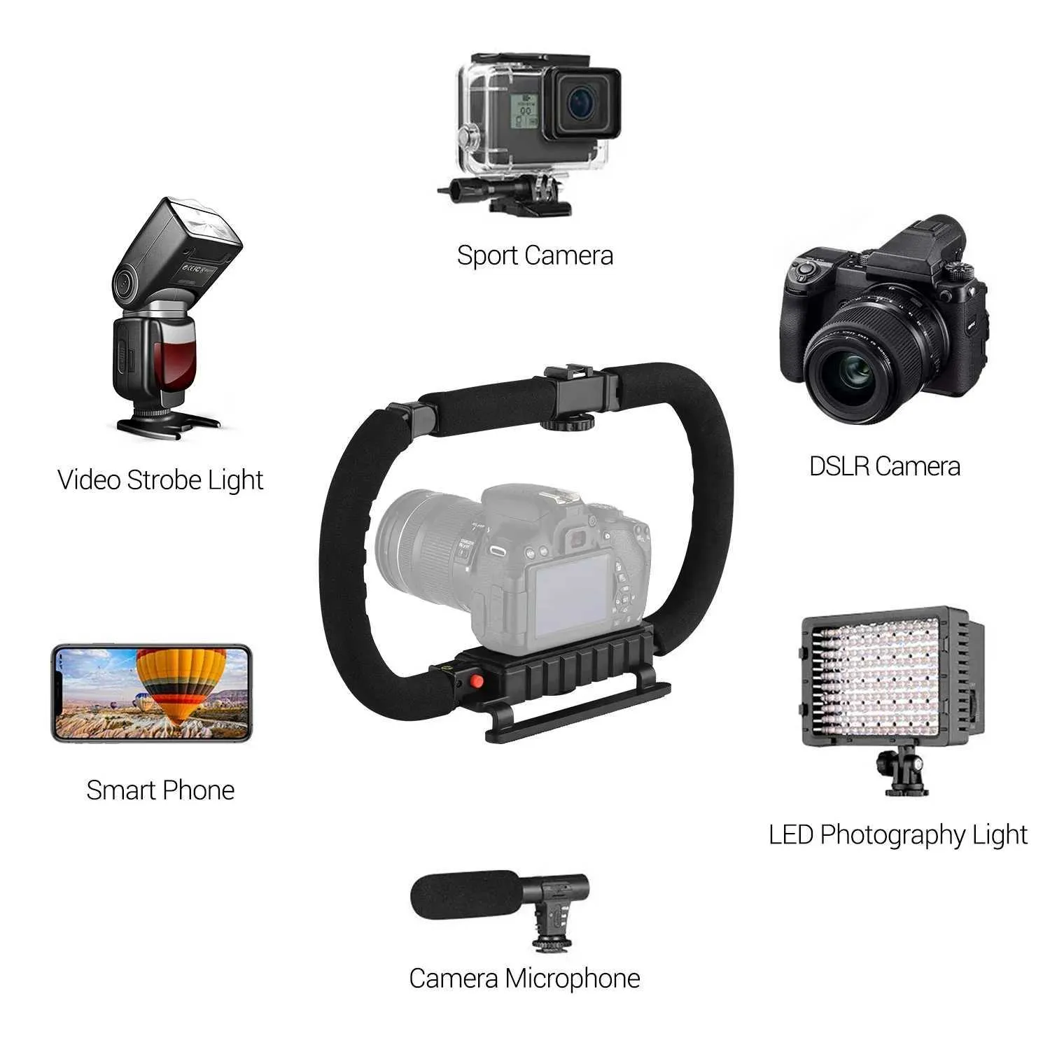 Action Stabilizer Grip Flash Bracket Holder Handle Professional Video Accessories For DSLR DV Camera Camcorder Smartphones CL24082_voghion.com