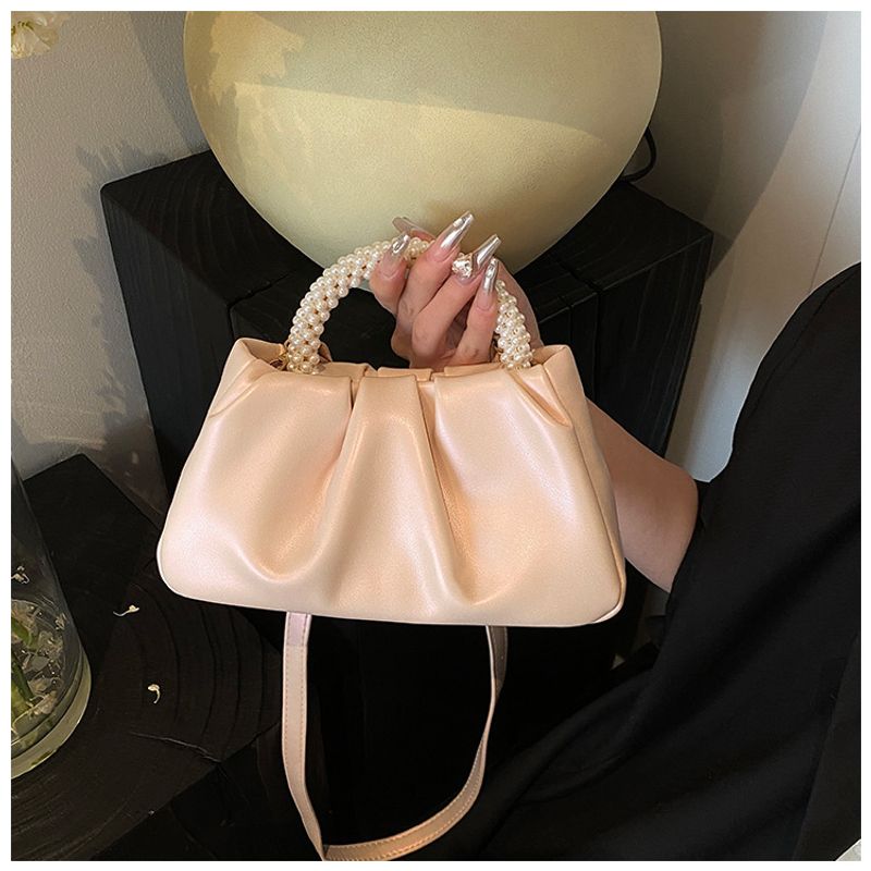 And High-end Feeling Cloud Pearl Handle Handle, Single Shoulder Crossbody Bag, 2024 Summer New Pleated Small Bag_voghion.com