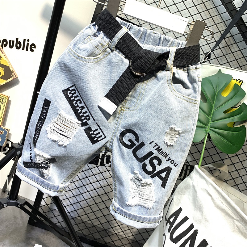 Pantaloni scurți din denim pentru copii Mother&Kids Pantaloni scurți din denim pentru copii cu curea_voghion.com