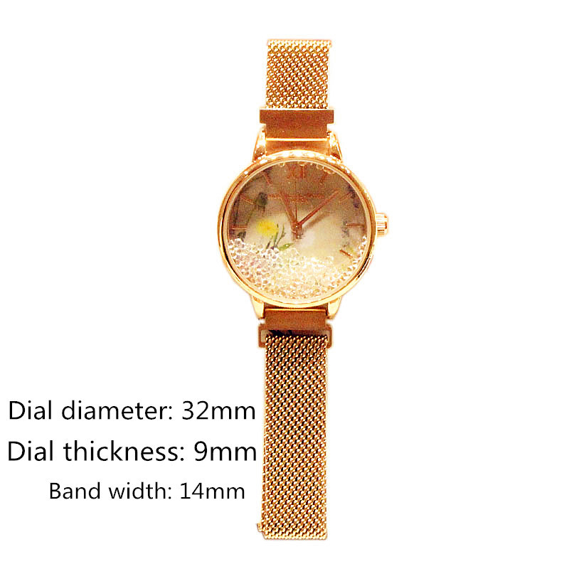Orologio al quarzo da studente con cintura magnetica in rete da donna di tendenza moda 2024_voghion.com
