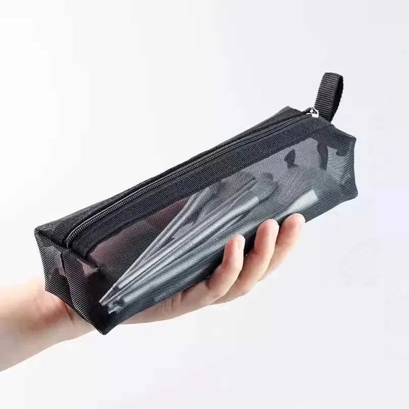 1/3 stykke mesh 3-størrelser transparent sort kosmetik bærbar rejse toilet organizer læbestift opbevaringstaske Y241023_voghion.com