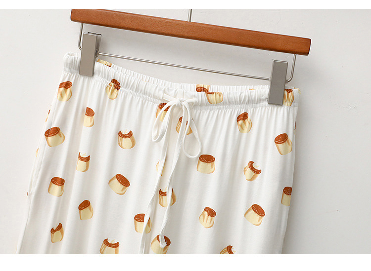 Vêtements pour femmes pyjamas pour femmes printemps et automne modal lettre gâteau imprimé col rond pantalon à manches longues mignon vêtements de maison frais_voghion.com
