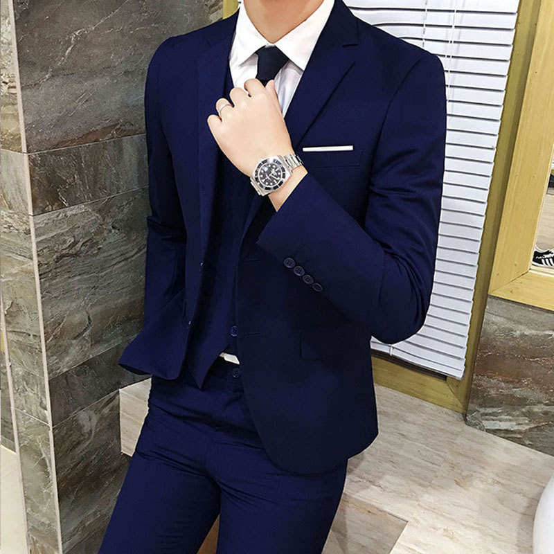 Three Piece Men's Suit Plus Size Banquet Formal Dinner Outfit_voghion.com