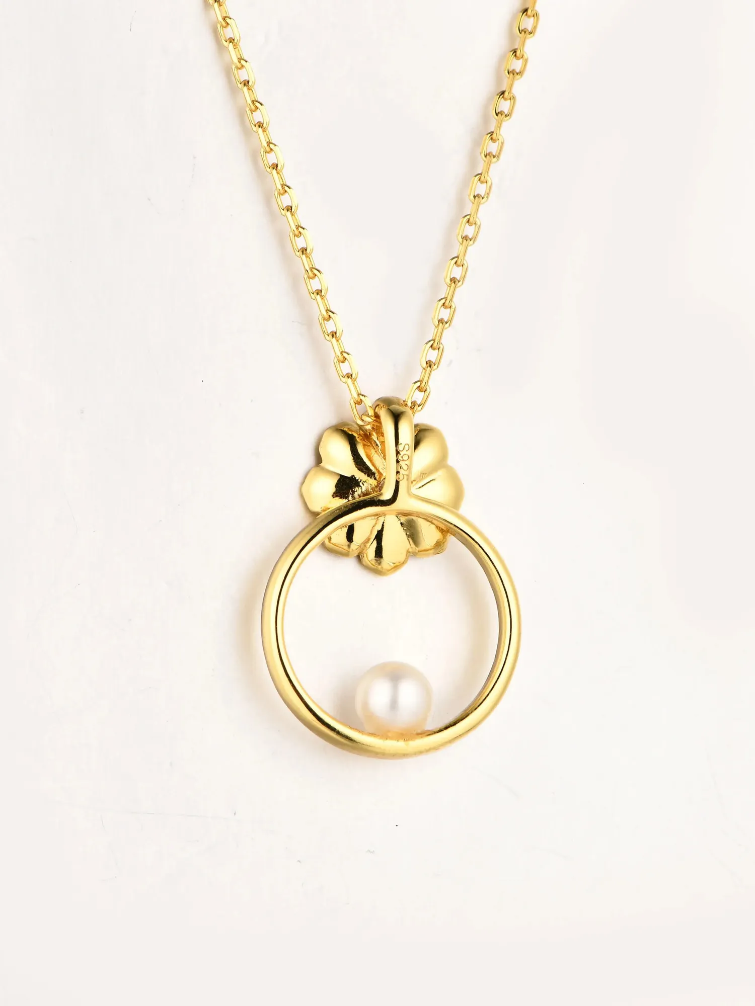 MULICHEN 4mm natürliche Süßwasserperle Anhänger Set Sterling Silber plattiert mit K Gold in Halskette für Frauen 240119_voghion.com
