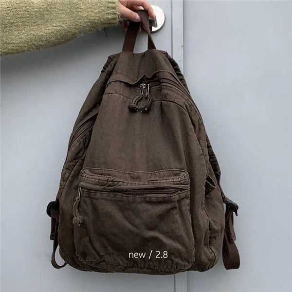 Vintage Backpack For Canvas Women Rucksack Zipper Casual Medium-Capacity Preppy Style Female Bag_voghion.com