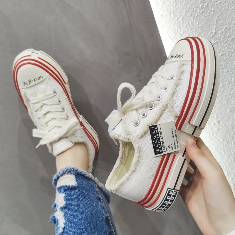 New Celebrity Same Style Beggar Vulcanized Thick Sole Increase Low Top Couple Canvas Trendy Shoes for Men and_voghion.com