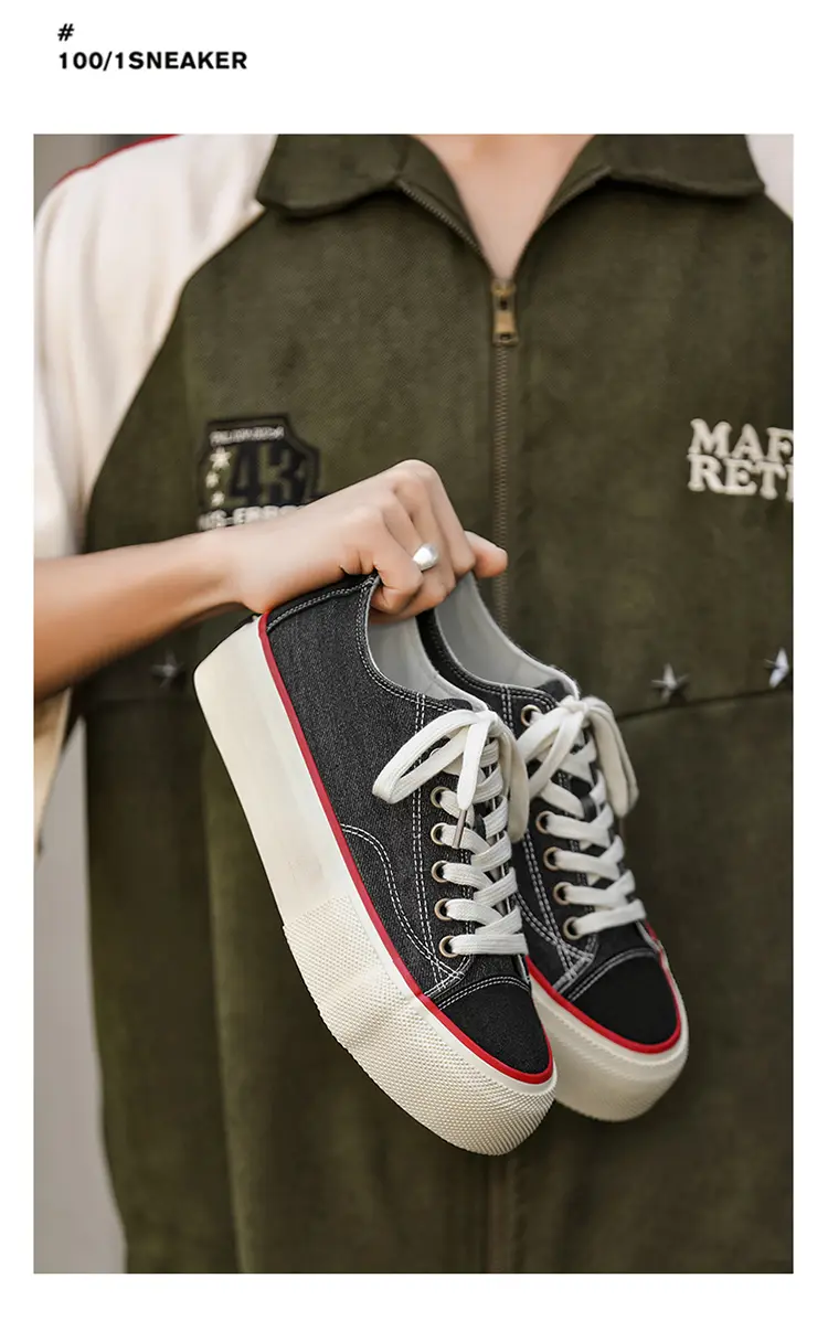 Canvas Shoes For Men, Casual Low Top Trainers With Thick Sole_voghion.com