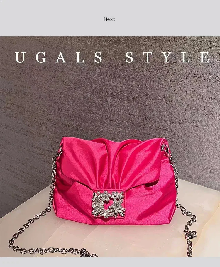 Elegante borsa da sera in raso pochette e borsa a tracolla_voghion.com