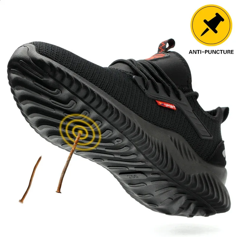 Safety Steel Shoe Cap Shock Resistant Mens Sports Lightweight Perforated Non Removable Shoes Direct 250226_voghion.com