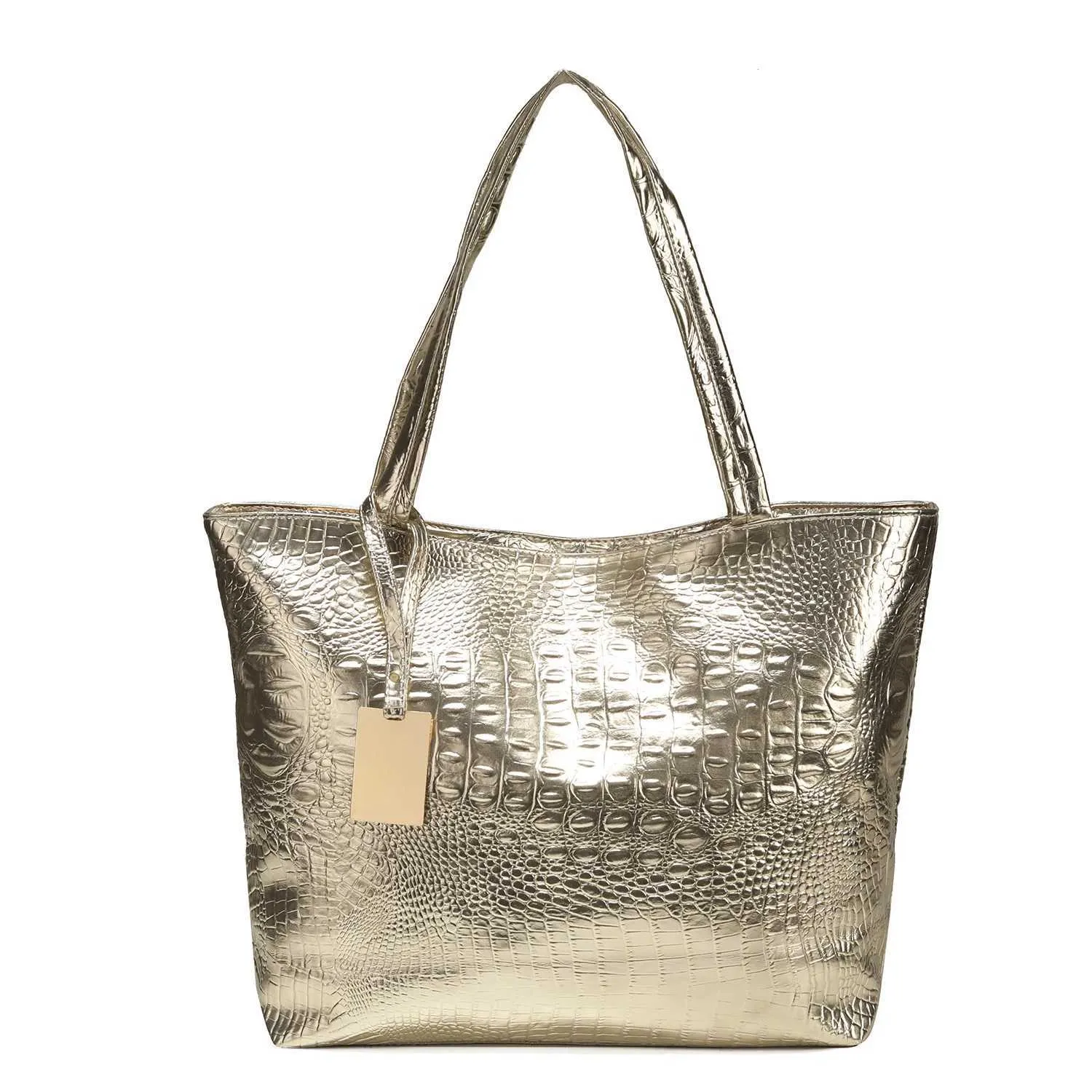 Elegant Large Tote Shoulder Handbag In Black Gold And Silver_voghion.com