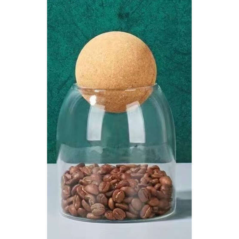 Cork Ball Stopper Bottle, Tea Glass Transparent Coffee Bean Sealed Can, Food Grade Large_voghion.com