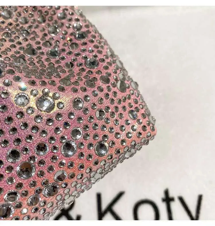 Glitter Shiny Dias Abend Metall Ring Griff Eimer Frauen Handtasche Hochzeit Party Kupplung Geldbörse Schulter Umhängetasche_voghion.com