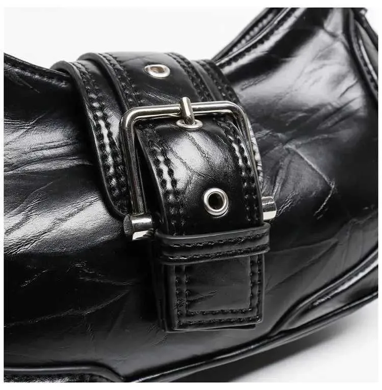 Sacs à main tendance Y2K pour femmes, sacoches à bandoulière en cuir PU noir, sacoches sous les bras, portefeuilles, de haute qualité_voghion.com