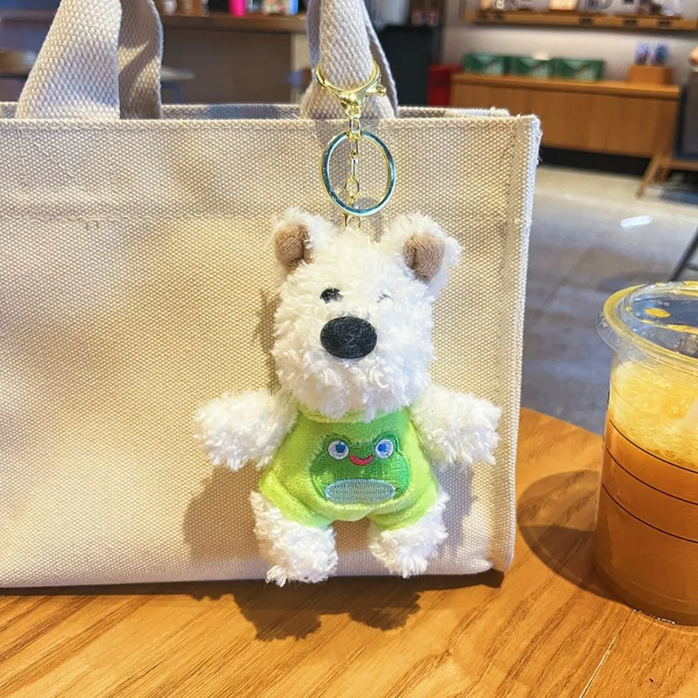New Cartoon West Highland Dog Keychain Stuffed Dolls Cute Bag Pendant Plush Gift Car Key Ring_voghion.com