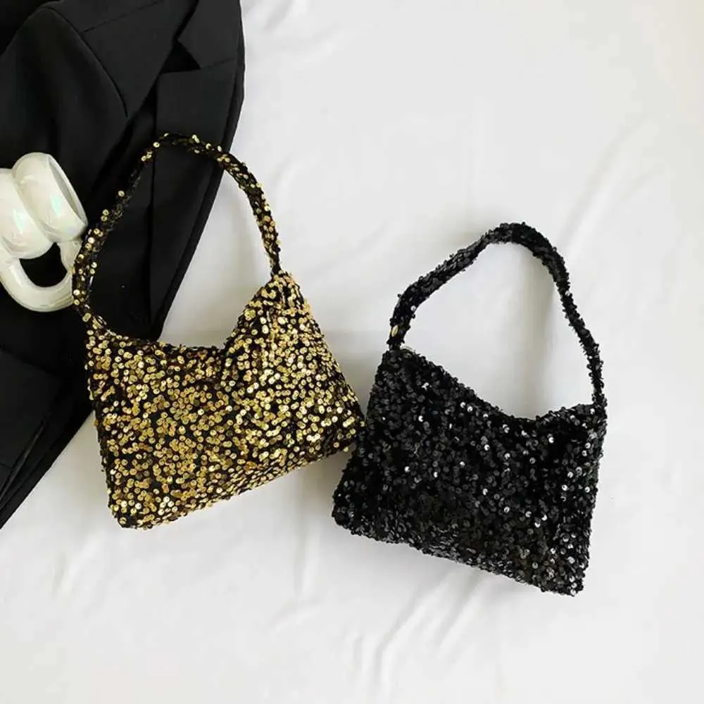 Borsa a tracolla tinta unita alla moda in stile coreano INS da sera, pochette sottobraccio, paillettes, borsa a tracolla da donna C241218_voghion.com