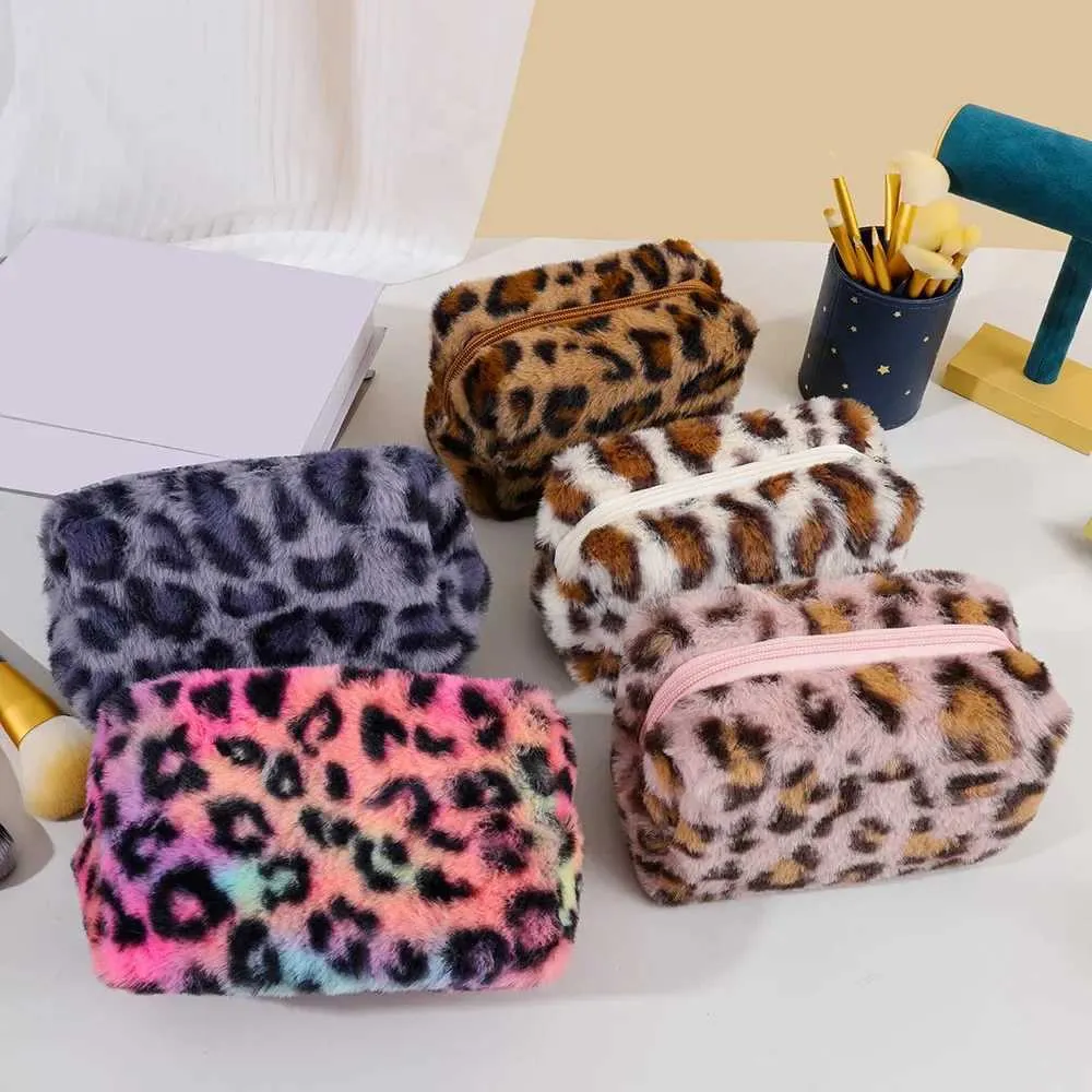 Leopardpels Blød Rejseorganisator Dame Makeuptaske Essentiel Håndtaske Y241023_voghion.com