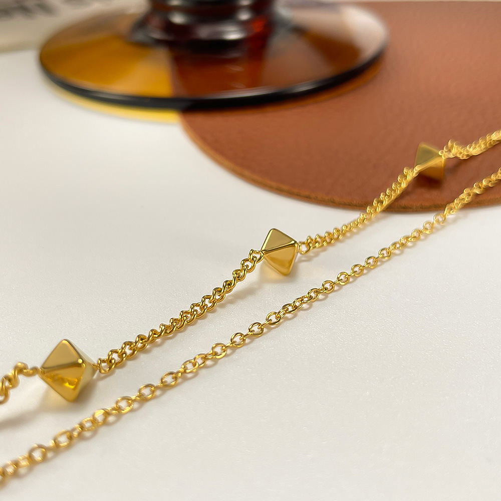 Geometric Accessory/ Temperament Twin Chain Titanium Steel Bracelet For Women_voghion.com