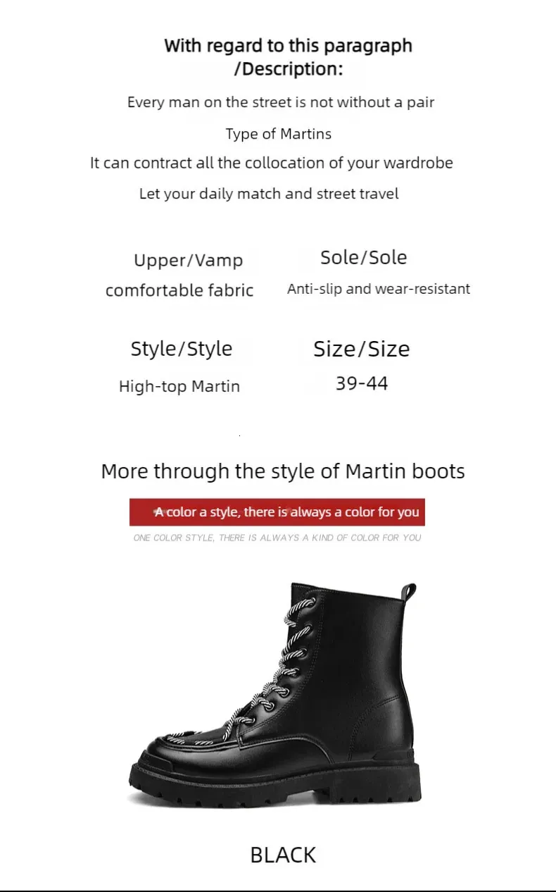 Bottes montantes en cuir pour homme, grandes tailles, pour loisirs, randonnée, travail, tendance, semelle épaisse, antidérapantes, 250425_voghion.com