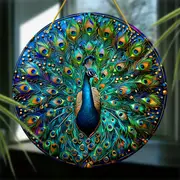8" Peacock Suncatcher - Double-sided Acrylic Round. Perfect For Window/wall/garden Decor. Ideal Housewarming/holiday Gift & Diwali Decoration._voghion.com