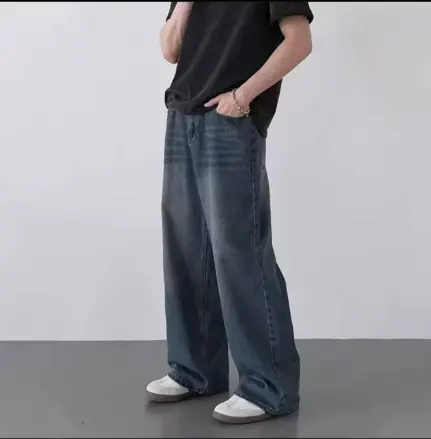 Herren Jeans Im American Vintage Stil Lockere Passform Weites Bein_voghion.com