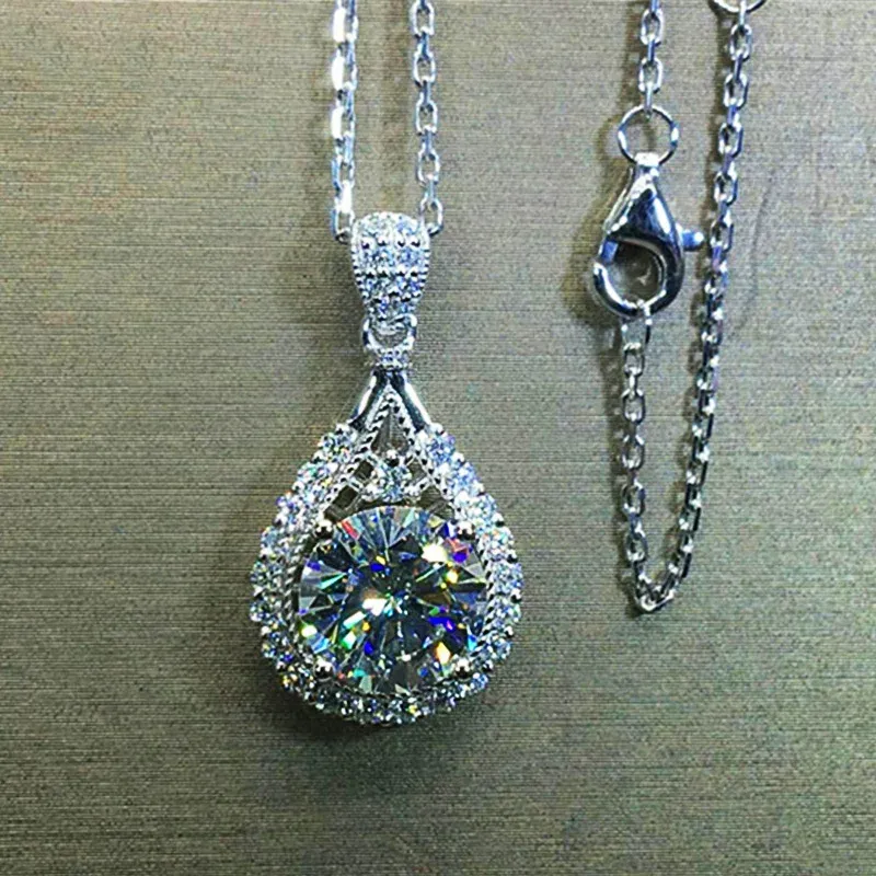 Collier élégant pour femme avec pendentif en forme de larme, couleur argent, magnifique bijou de mariage pour femme, anniversaire_voghion.com