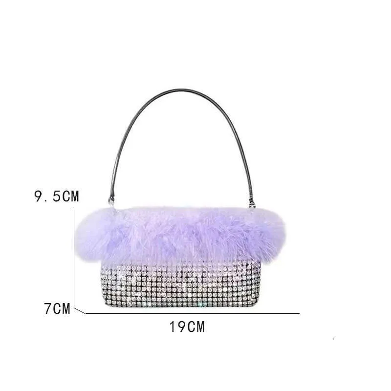 Designer Dia Handbag For Women 2023 New In Fashion High Quality Colorblock Ostrich Fur Rhiedinner Bag Bg_voghion.com