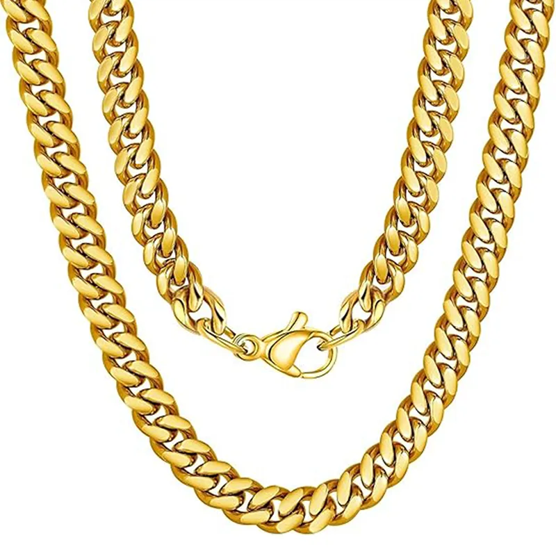 Catene Moda Europea E Americana Uomo Collana In Rame Puro Placcato Con Oro/S Argento Doppia Catena Cubana Stretta Hip-hop_voghion.com