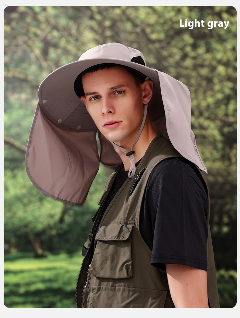 2024 Summer Outdoor Fisherman's Hat Big Brim Neck Protection Fishing Hat Mountaineering Breathable Sunshade and Sunscreen Hat_voghion.com