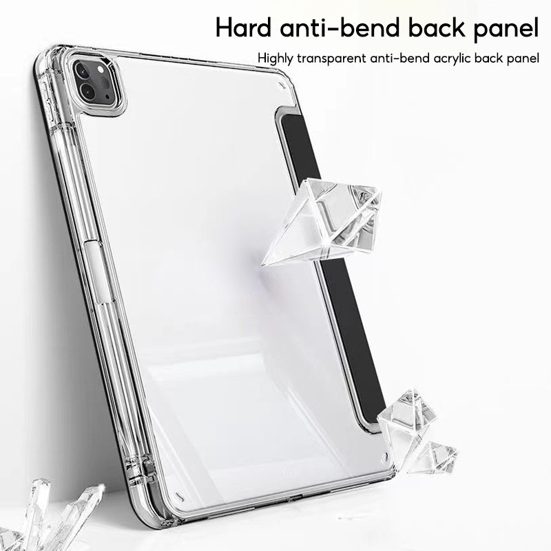 Carcasă transparentă pentru iPad Air 6 M2 5 4 10.9 inch Pro 11 M4 2024 10.9 Gen 9.7 10.2 6.5 Mini 6, husă pentru tabletă cu suport pentru creion_voghion.com