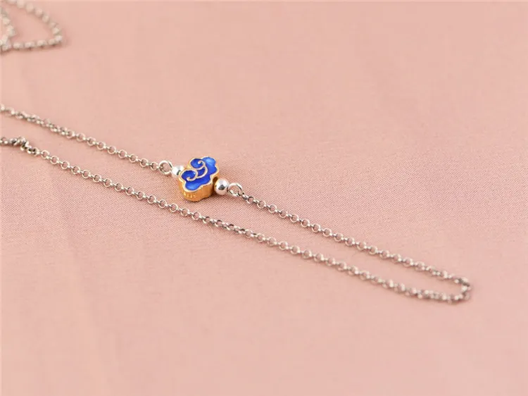 Sterling Silver Charm Necklace With Butterfly Fish Cloud Pattern_voghion.com