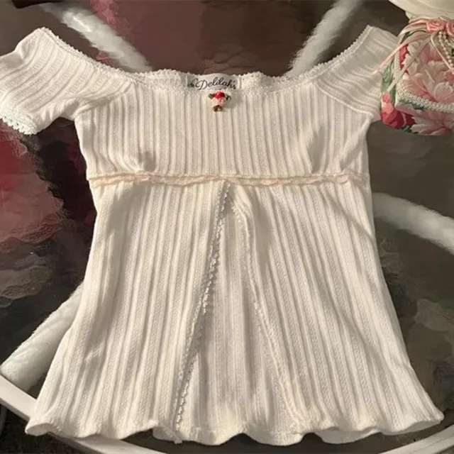 Kuum müük Gaono 90ndate Vintage pitsist trimmiga Crop Fairy Retro Grunge Y2K Camis ees lõhestatud lühikeste varrukatega topid Šikk Naiste Milkmaid Vest_voghion.com