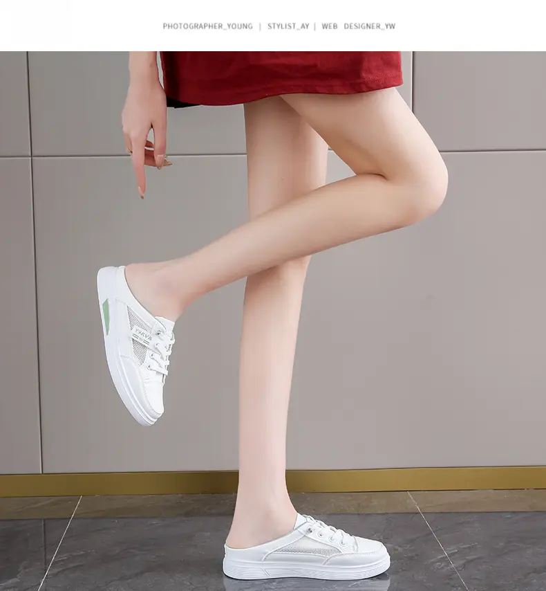 Damen Freizeitschuhe Atmungsaktive Halbschuhe Weiße Slipper_voghion.com