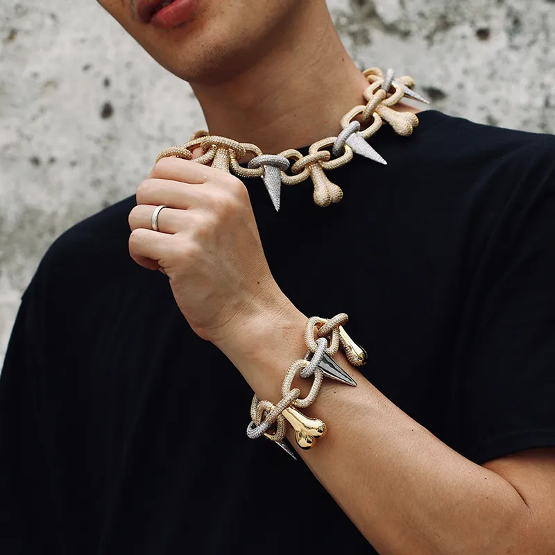 Iced Out Cuban Link Chain Necklace For Men Prong Set Jewellery_voghion.com