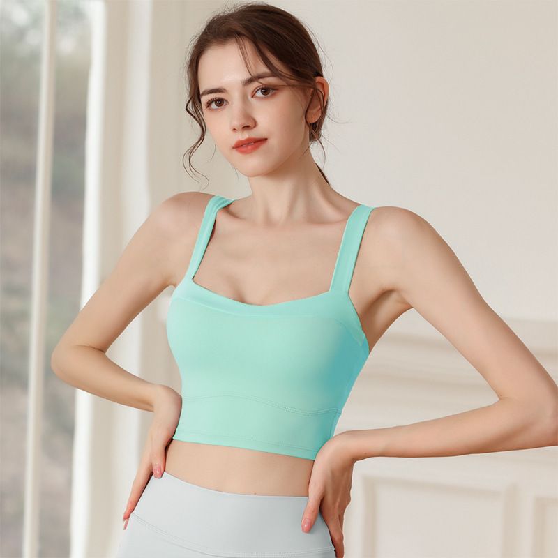 Spring/Summer New Nude Contrast Sports Women's Breathable Quick Drying Fiess Tank Top With Hanging Straps And_voghion.com