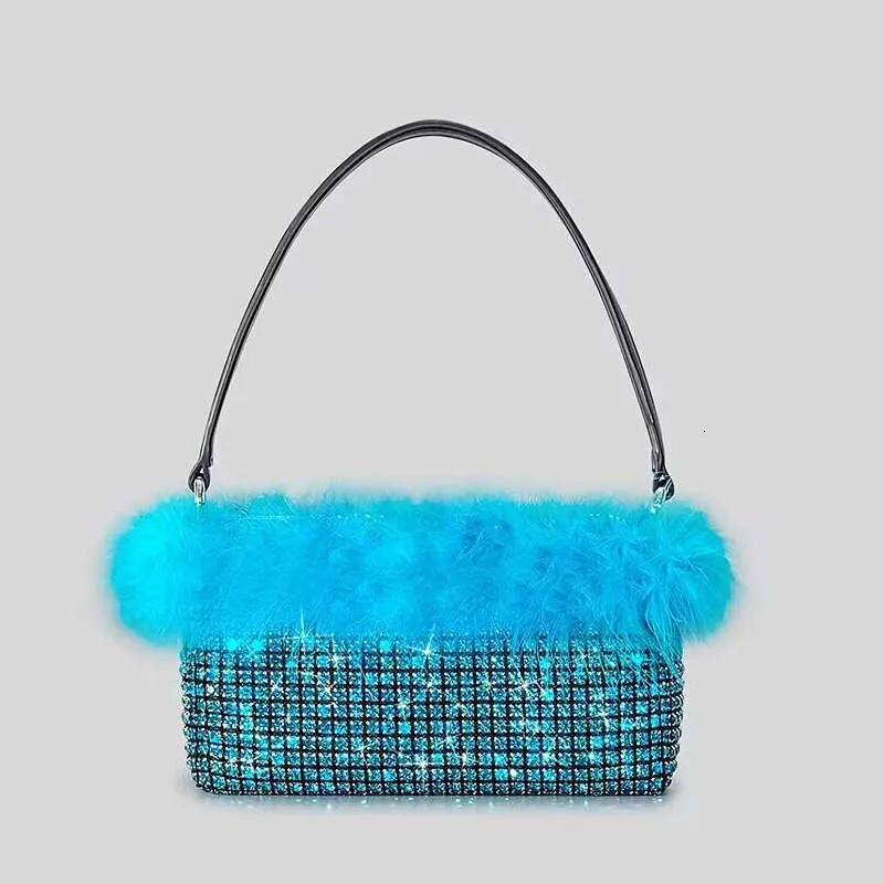 Designer Dia Handbag For Women 2023 New In Fashion High Quality Colorblock Ostrich Fur Rhiedinner Bag Bg_voghion.com