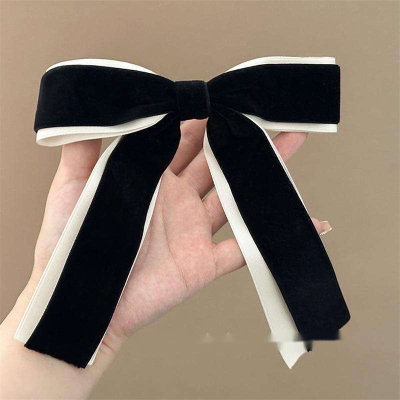 Princess French Ballet Velvet Bow Rear Head Top Clip Women's Hair Accessories Travel Hairpin_voghion.com