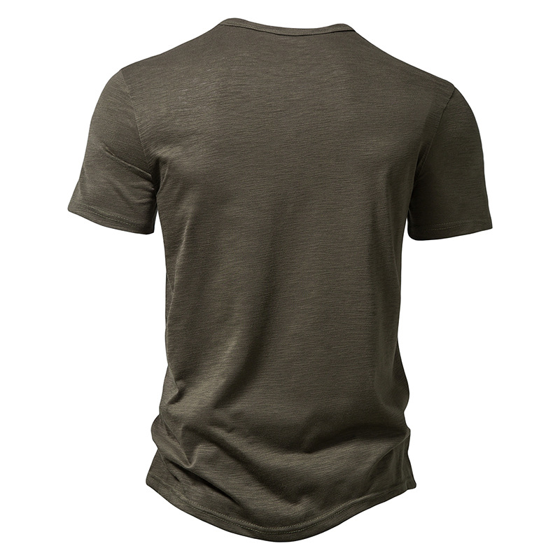 Camisa de manga corta informal de Color sólido con cuello Henley para hombre, Polo, camisetas de alta calidad para hombre_voghion.com