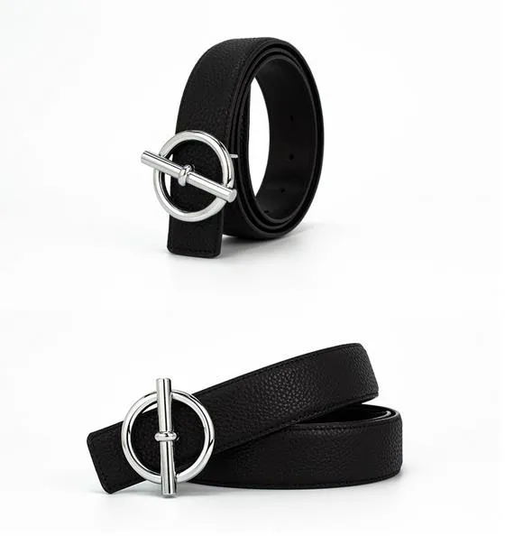 Cinture con fibbia grande firmate 2023, moda uomo donna, cintura in vera pelle, larghezza 3,4 cm, fibbie color argento dorato_voghion.com