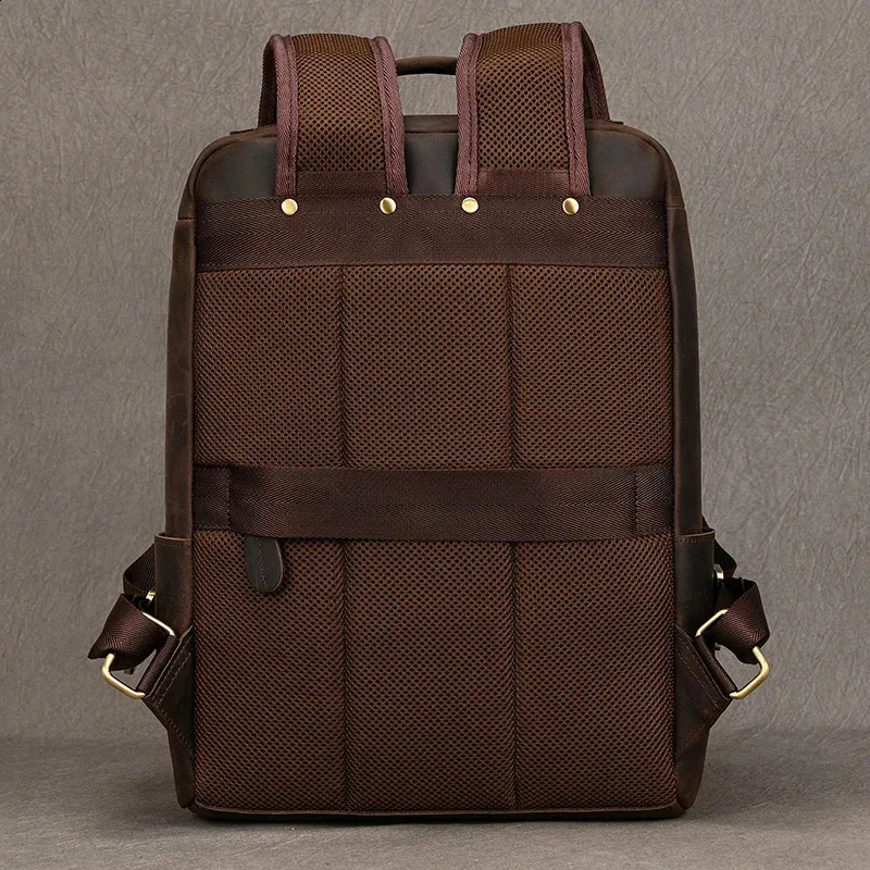 Zaino vintage Crazy Horse autentico da uomo, 14 pollici, per laptop, da lavoro, da donna, in pelle, per la scuola, grande, da viaggio_voghion.com